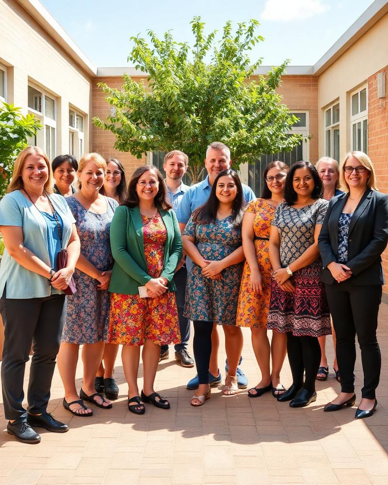 Equipo docente del Colegio Montespino en el patio del campus